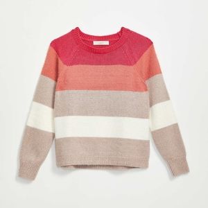 NWT LOFT Pink Striped Crew Neck Sweater
